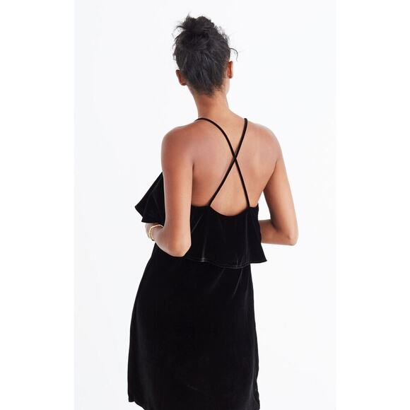 Madewell Velvet Ruffle Mini Dress - Picture 2 of 7